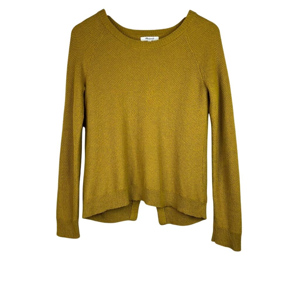 Madewell Province mustard yellow cross back pullover sweater crew XS